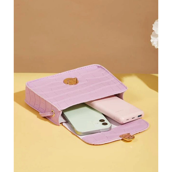 Shein- Croc Embossed Push Lock Crossbody Bag