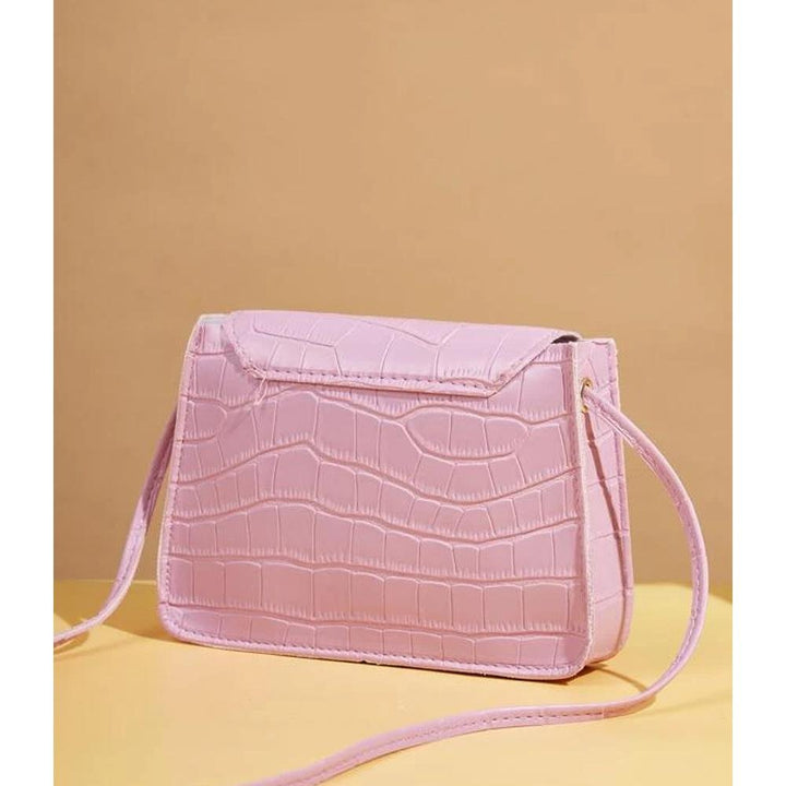 Shein- Croc Embossed Push Lock Crossbody Bag
