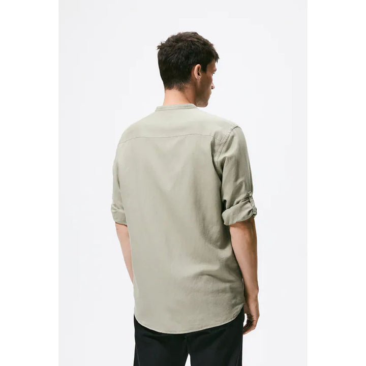 Zara- Textured Linen/Cotton Shirt-  Light green