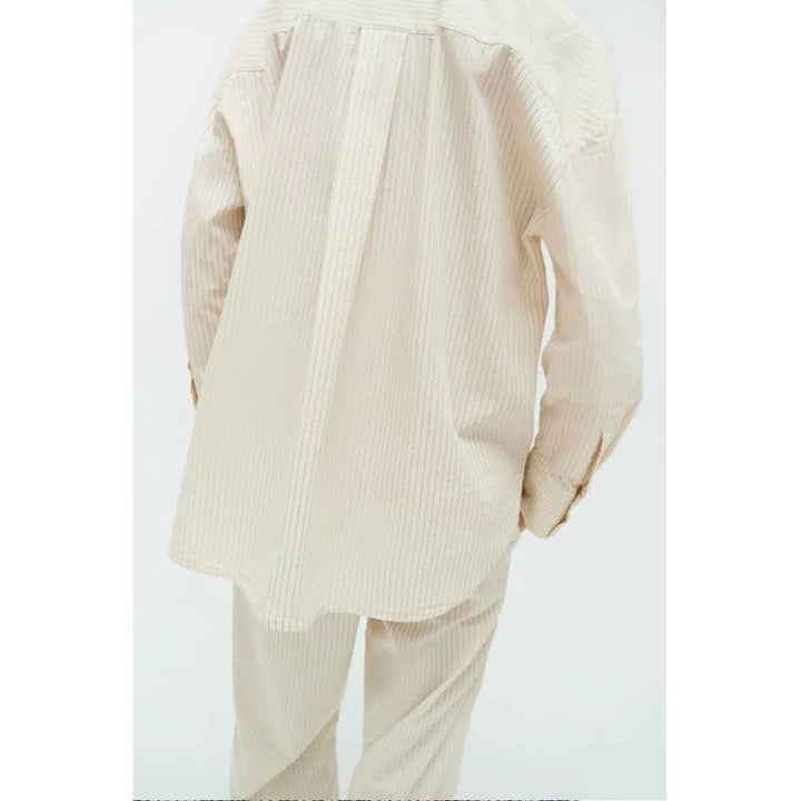Zara- Striped Cotton Shirt- Ecru