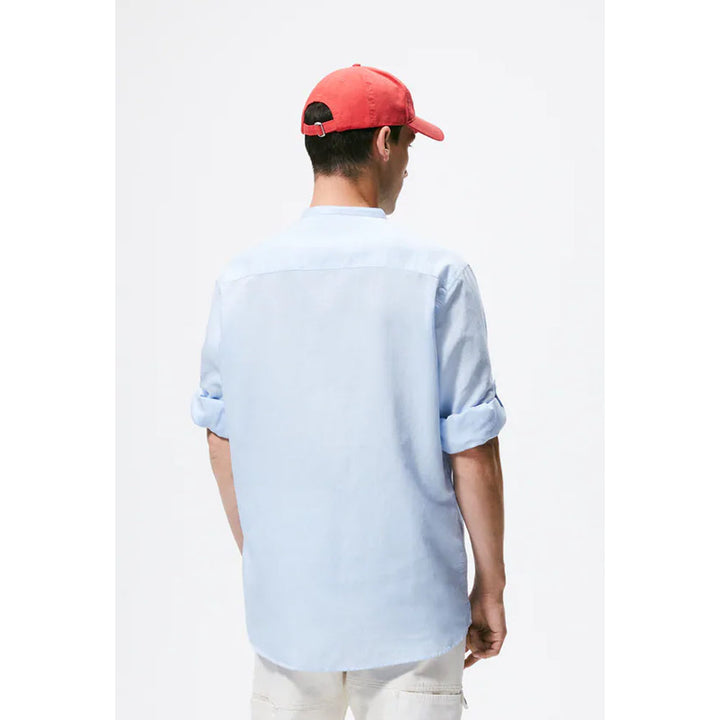 Zara- Textured Linen/Cotton Shirt- Sky blue