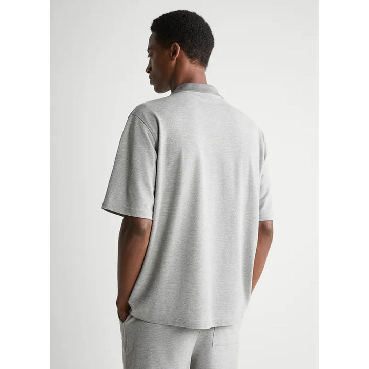 Zara- Textured Piqué Polo Shirt-  Grey marl