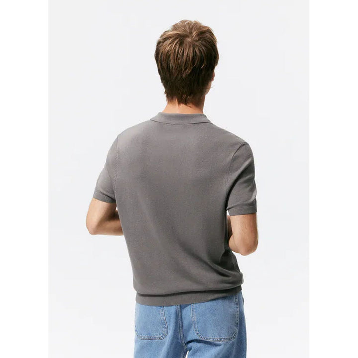Zara- Basic Knit Polo Shirt- Grey
