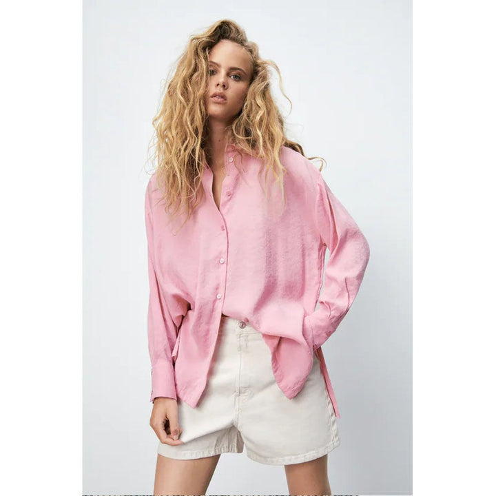Zara- Oversize Flowing Shirt-  Mid-pink