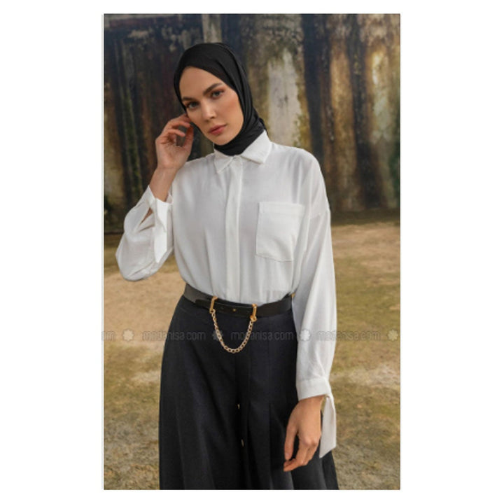 Modanisa- Refka White - Point Collar - Tunic