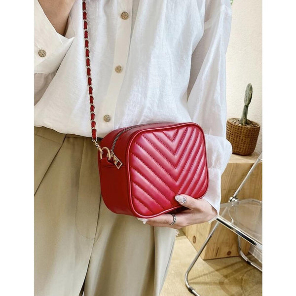 Shein- Chevron Graphic Crossbody Bag- Red