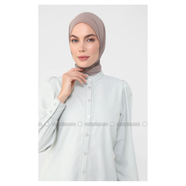 Modanisa- Refka Gray - Point Collar - Blouses