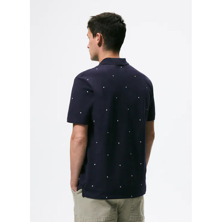 Zara- Geometric Print Polo Shirt- Navy blue