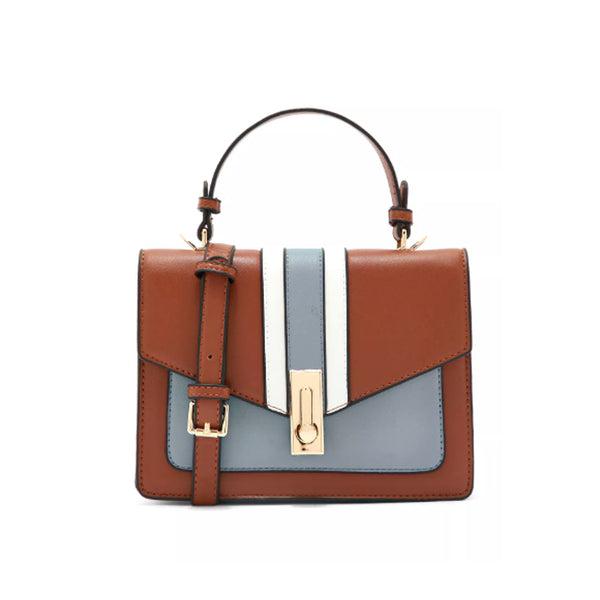Ginger- Contrast Colour Small Satchel with Crossbody Strap