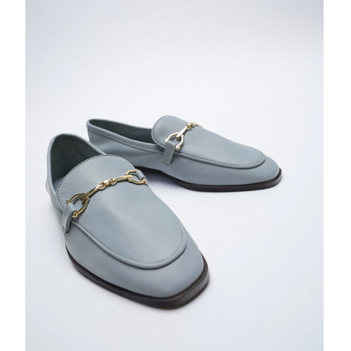 Zara- Leather Loafers With Buckle