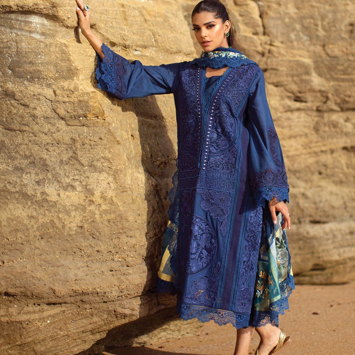 Crimson X Saira Shakira Luxury Lawn 3 Piece Unstitched- Sapphire-3A