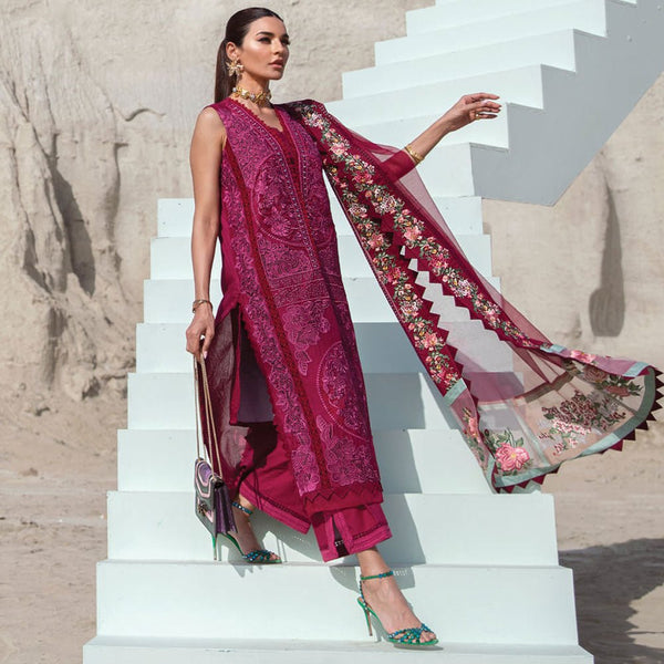 Crimson X Saira Shakira Luxury Lawn 3 Piece Unstitched- Mahogany-3B