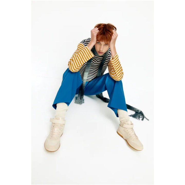 Zara- Contrast- Coloured High-Top Trainers- Beige