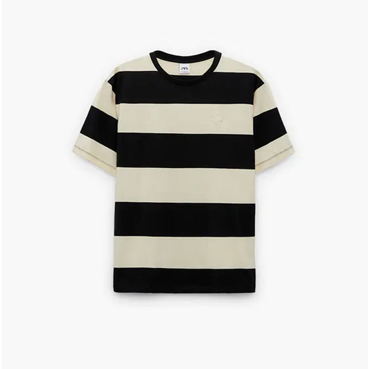 Zara- T-Shirt With Tennis Embroidery- Ecru/Black