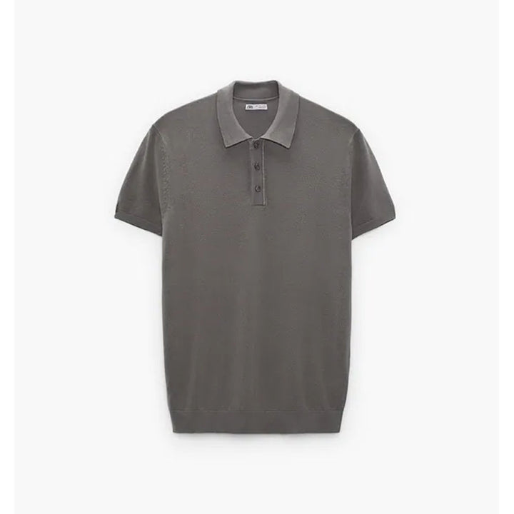 Zara- Basic Knit Polo Shirt- Grey