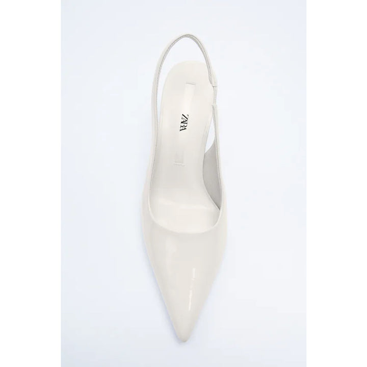 Zara- Open Heel In Lacquered Look- White