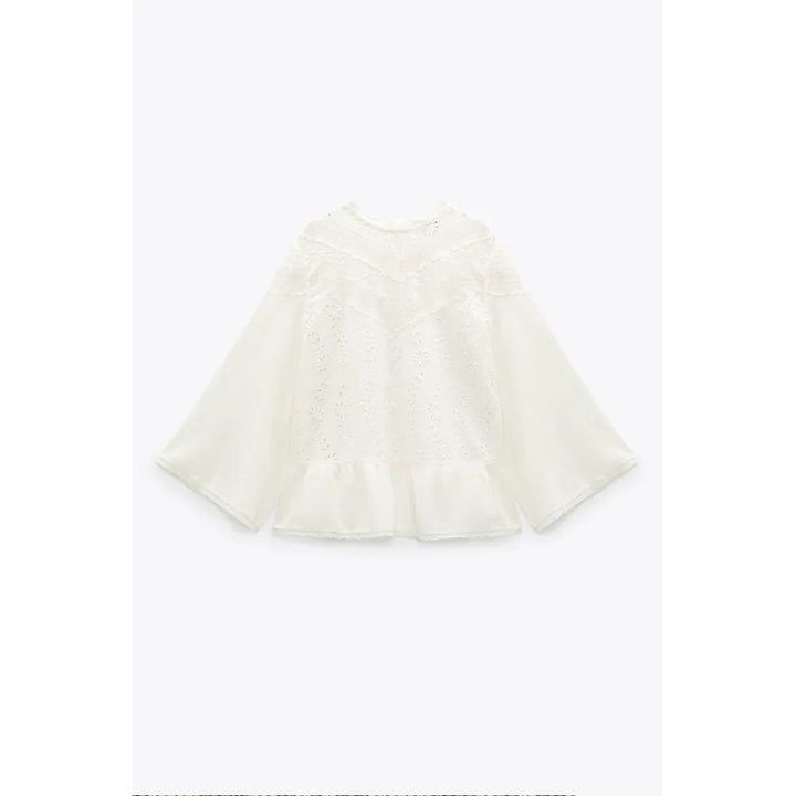 Zara- Blouse With Cutwork Embroidery- White