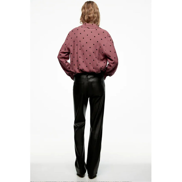 Zara- Contrast Polka Dot Shirt- MARSALA