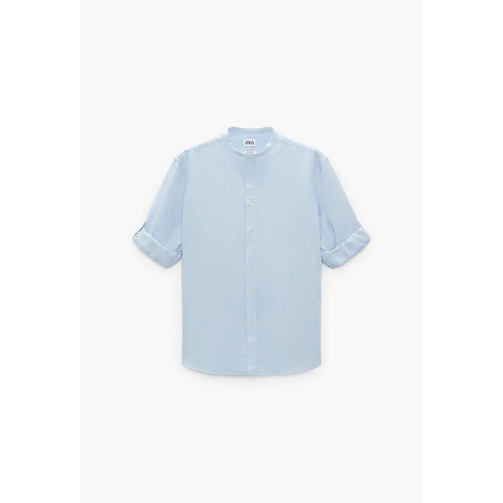 Zara- Textured Linen/Cotton Shirt- Sky blue
