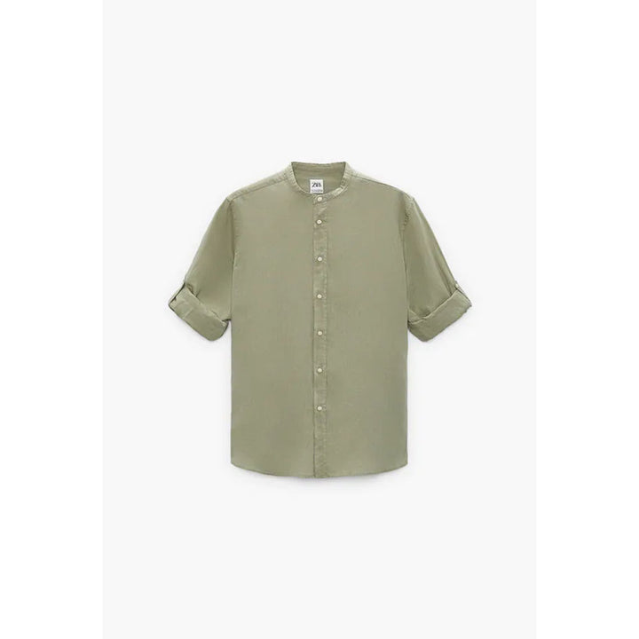 Zara- Textured Linen/Cotton Shirt-  Light green
