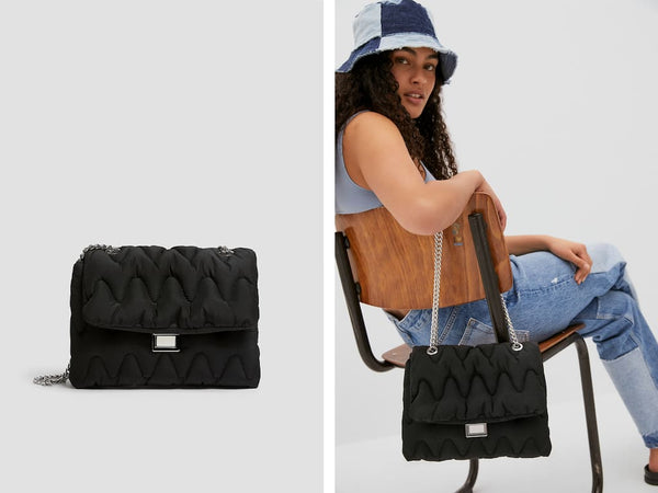 Pull & Bear -Quilted crossbody bag with topstitching detail