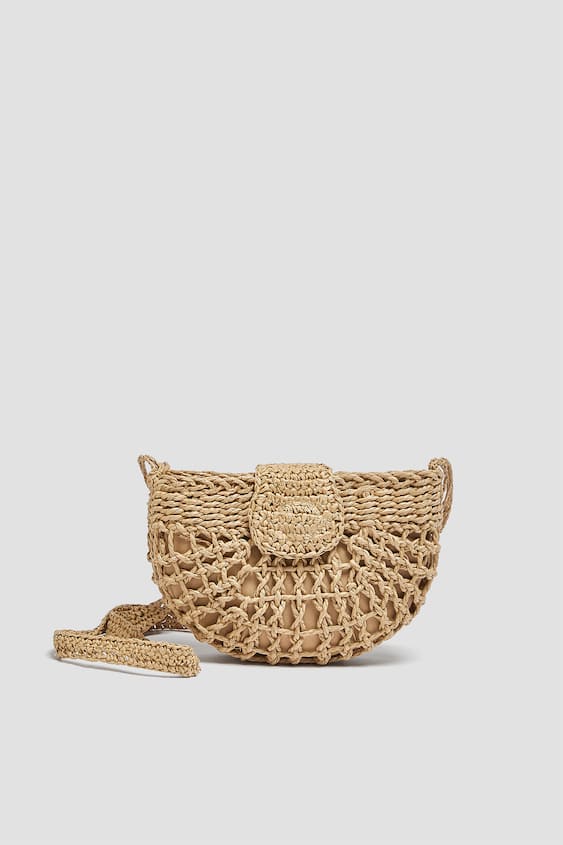 Pull & Bear -Woven paper crossbody bag with flap