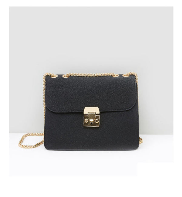 Max Fashion- Textured Crossbody Bag with Chain Strap