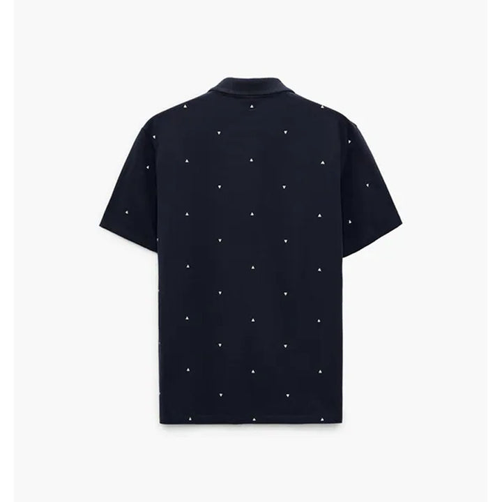 Zara- Geometric Print Polo Shirt- Navy blue