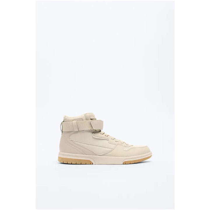 Zara- Contrast- Coloured High-Top Trainers- Beige