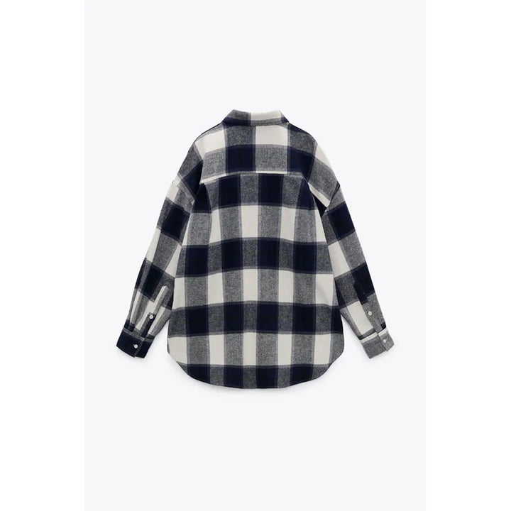 Zara- Check Flannel Shirt- Ecru/Blue