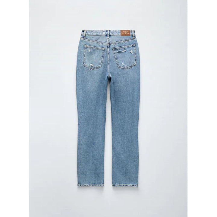 Zara- Jeans Z1975 Relaxed Rips- Mid-blue