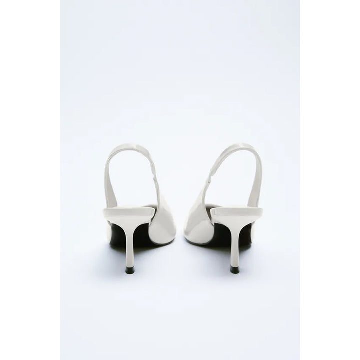 Zara- Open Heel In Lacquered Look- White