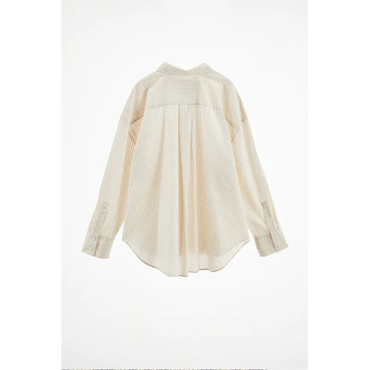 Zara- Striped Cotton Shirt- Ecru