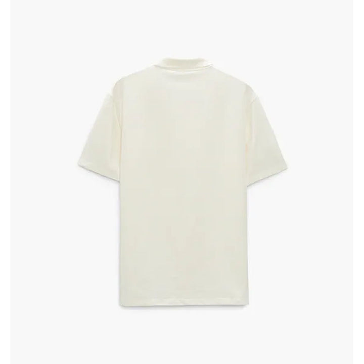 Zara- Polo Shirt With Slit Collar- Oyster White