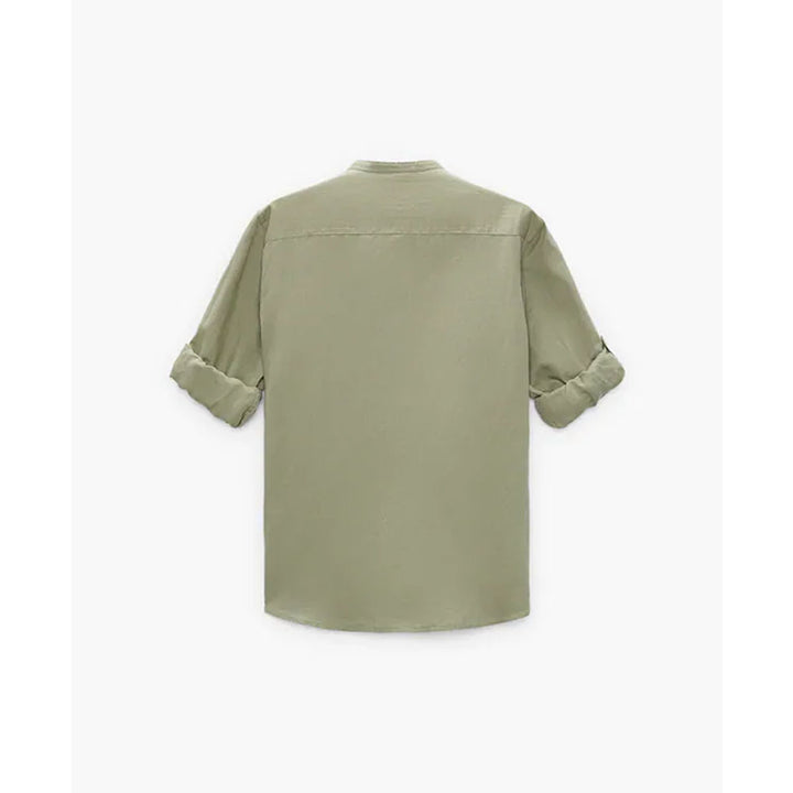 Zara- Textured Linen/Cotton Shirt-  Light green