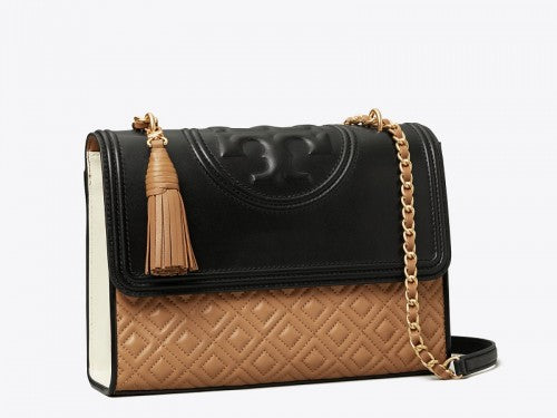 Tory Burch-Fleming Color block Shoulder Bag Ivory