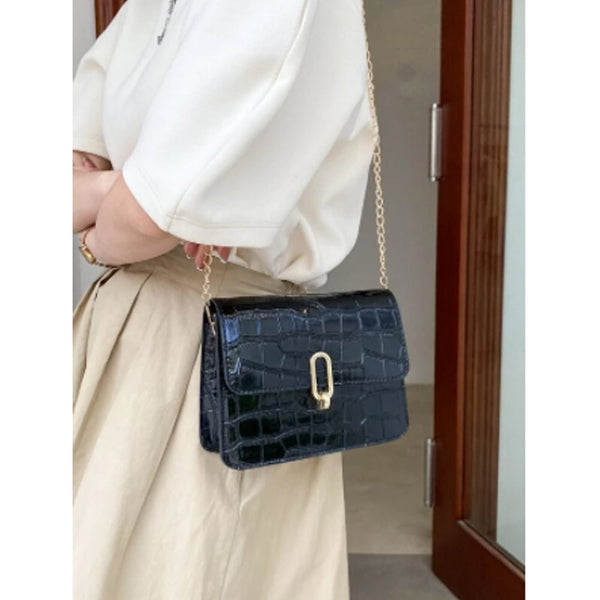Shein- Croc Embossed Chain Crossbody Bag