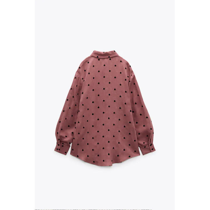 Zara- Contrast Polka Dot Shirt- MARSALA
