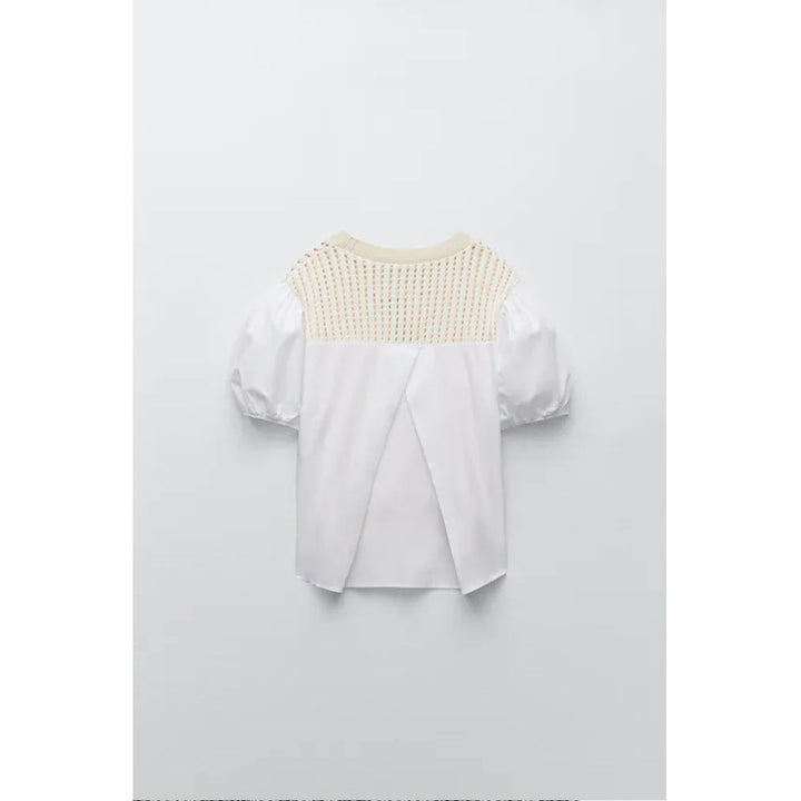 Zara- Combined Crochet Top-  Oyster White