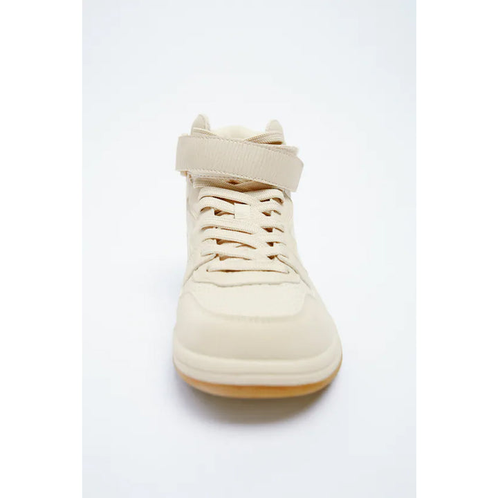 Zara- Contrast- Coloured High-Top Trainers- Beige