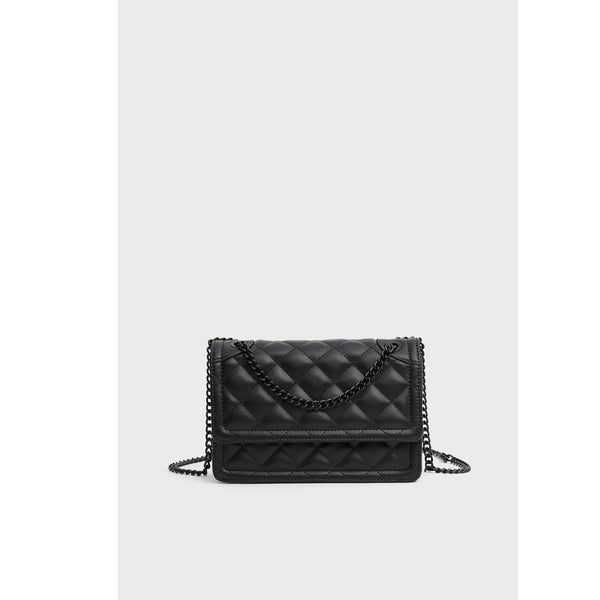 Stradivarius- Quilted crossbody bag Black