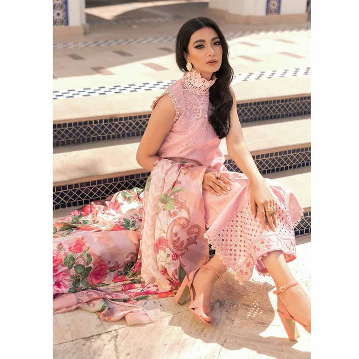 Hemline By Mushq- Embroidered Lawn Suits Unstitched 3 Piece MQ22SS HM22-07A- Rose Clair