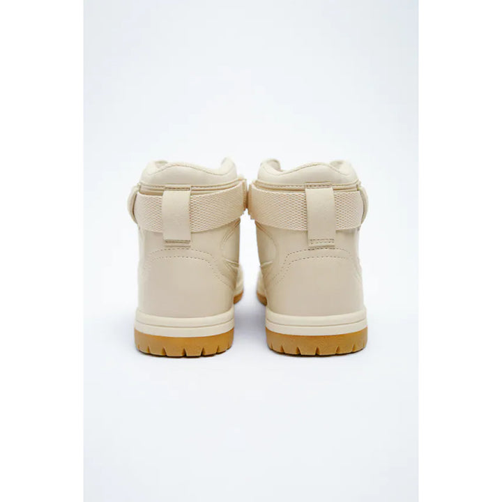 Zara- Contrast- Coloured High-Top Trainers- Beige