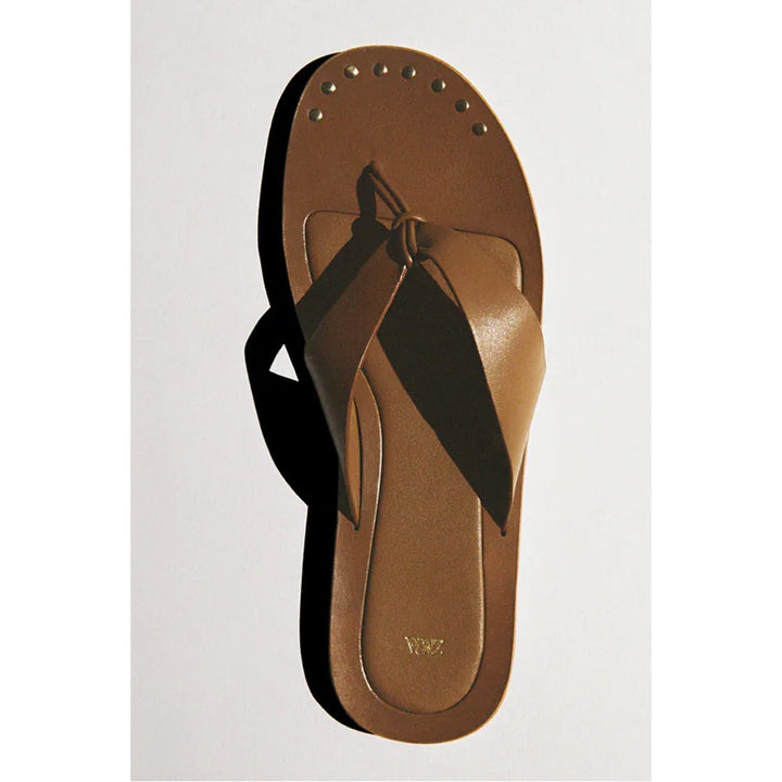 Zara- Flat Leather Sandals- Brown