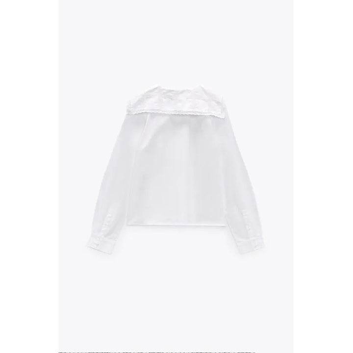Zara- Embroidered Poplin Shirt- White