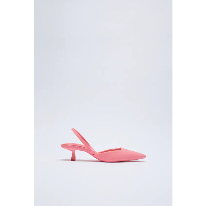 Zara- Slingback Kitten-Heel Shoes- Pink