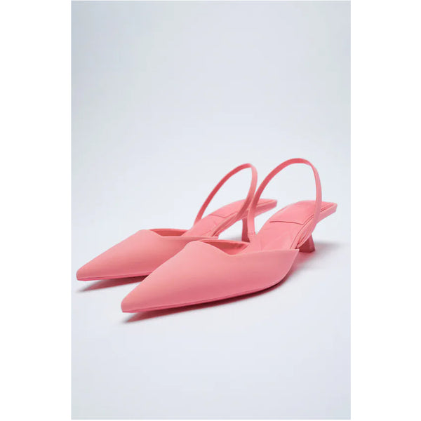 Zara- Slingback Kitten-Heel Shoes- Pink