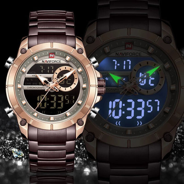 NAVIFORCE- Watches NF9163 Top Luxury Brand Men’s Sports Military Watch Men Waterproof Quartz Clock Relogio Masculino Rose Gold