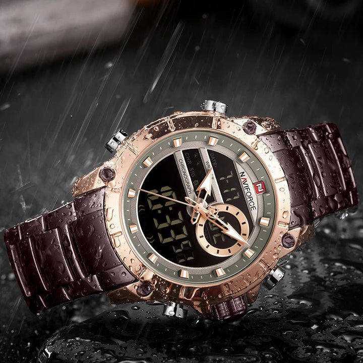 NAVIFORCE- Watches NF9163 Top Luxury Brand Men’s Sports Military Watch Men Waterproof Quartz Clock Relogio Masculino Rose Gold