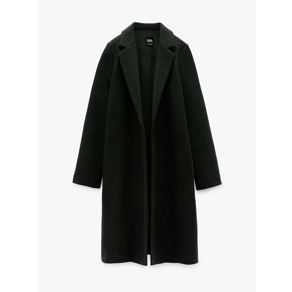 Zara- Lapel Collar Coat (Green Marl)